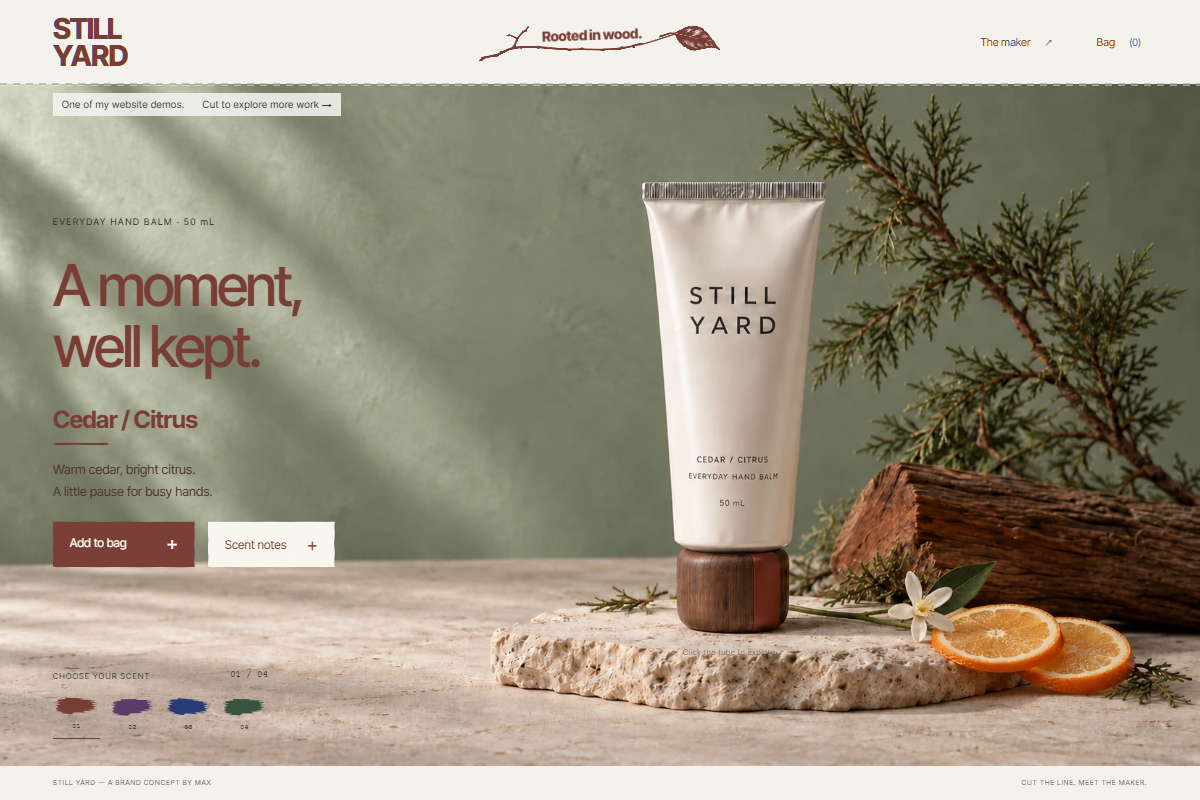 Still Yard botanical hand care website